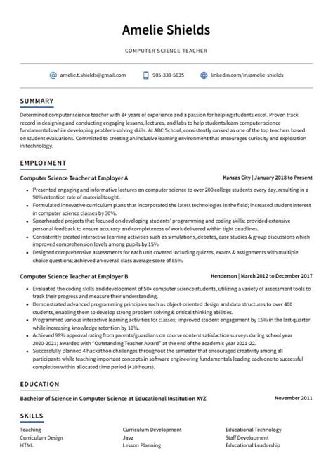 Image result for Computer Science Tutor CV