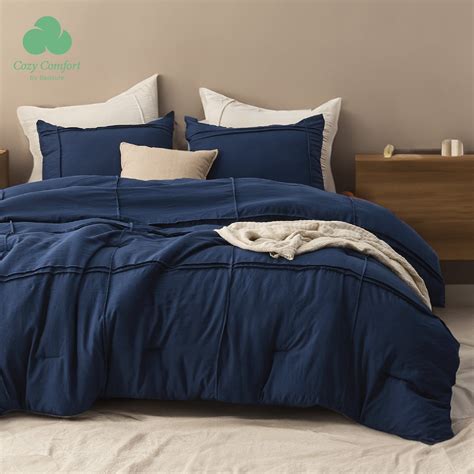 Cozy Comfort King Comforter Set with Sheet - 4 Pieces Soft Navy Blue ...