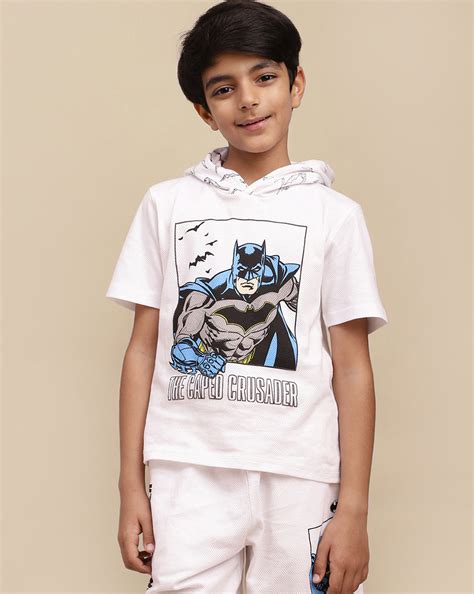 Batman Printed Regular Fit Hooded Tshirt For Boys – Kidsville