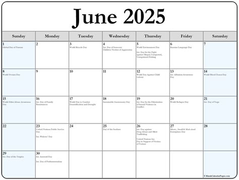 June Calendar With Holidays Printable: Plan Your Month Ahead ...