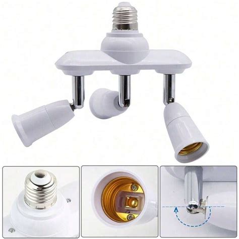 3 In 1 Light Socket Splitter E26 E27 Adapter Converter Horizontal 360 ...