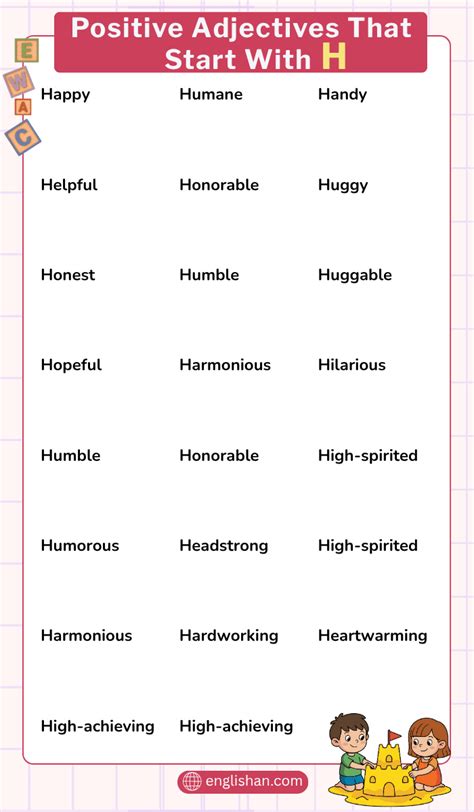 Positive Adjectives That Start With H - Happy & Honest Words