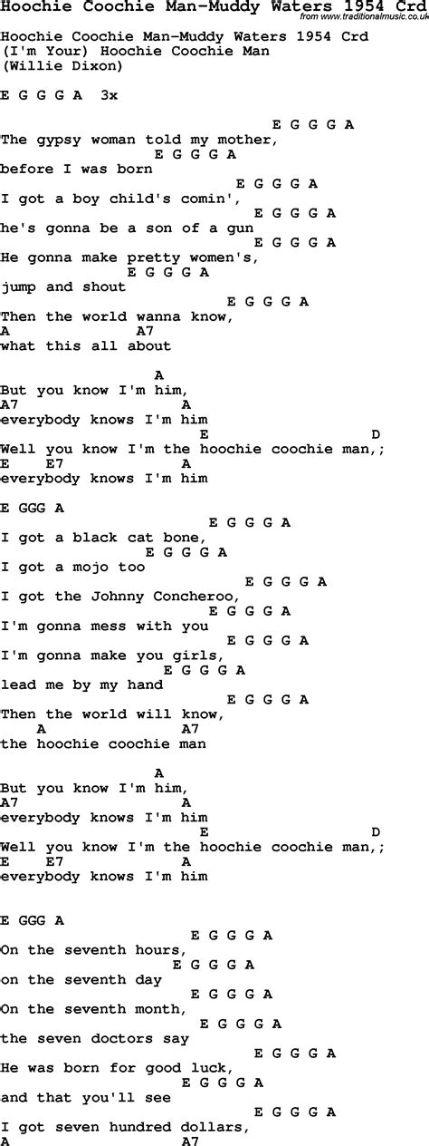 Skiffle Lyrics for: Hoochie Coochie Man-Muddy Waters 1954 with chords ...