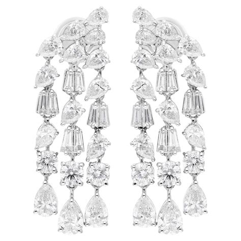 Real 3.75 Carat SI/H Multi Shape Diamond Chandelier Earrings 18 Karat ...