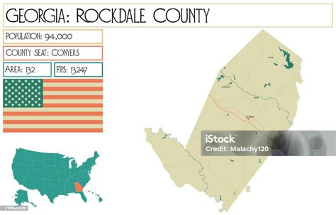 Large And Detailed Map Of Rockdale County In Georgia Usa Stock ...