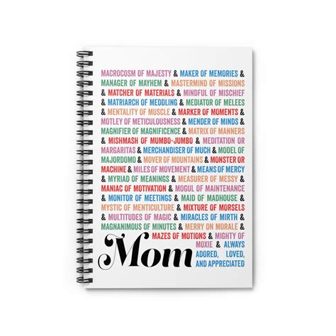 Mom Acronym Notebook Journal - Many Meanings of MOM - Cute, Sentimental, Word Lover - Ruled Line ...
