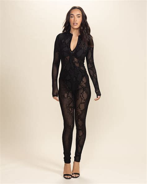 Full Body Lace Bodysuit | Black Snakeskin - SpiritHoods