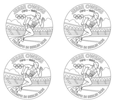 Jesse Owens Coloring Medal-Coin by Steven's Social Studies | TPT