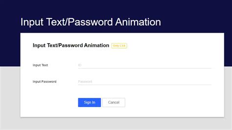 CSS Input Text - Input Text/Password Animation example : CSS Mix