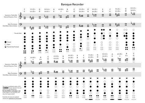 Recorder Notes Finger Chart