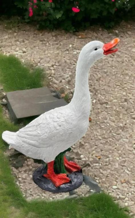 Large 19" Cement porch Goose Statue, Outdoor American Dress up goose ...