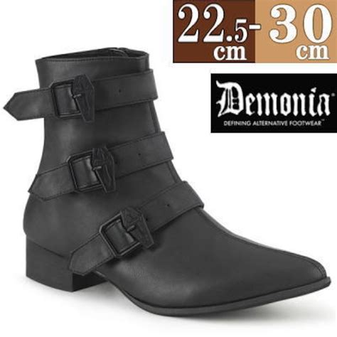 【サイズ交換OK】Demonia（デモニア）正規保証品 ブーツ 黒 エンジニアブーツ ワークブーツ V系 パンク 地雷系 量産型 ファッション ...