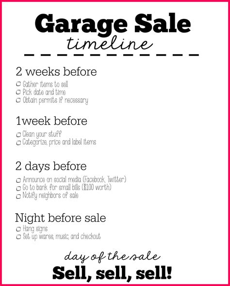 Printable Garage Sale Pricing Guide