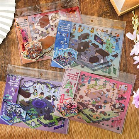 3 pcs National Style 3D Landscaping DIY Decorative Stickers – Team ...