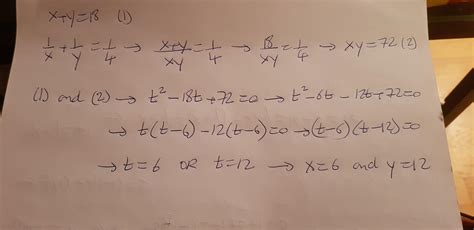 The sum of two numbers is 18 and sum of their reciprocal is 1/4. Find ...