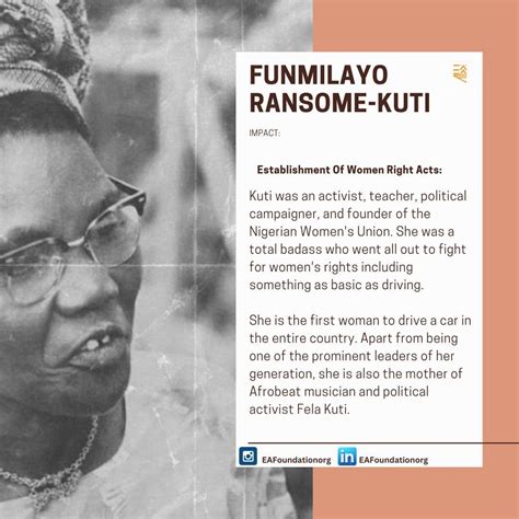 Funmilayo Ransome-Kuti The Mother of Feminism whom played a crucial role on the struggles for ...