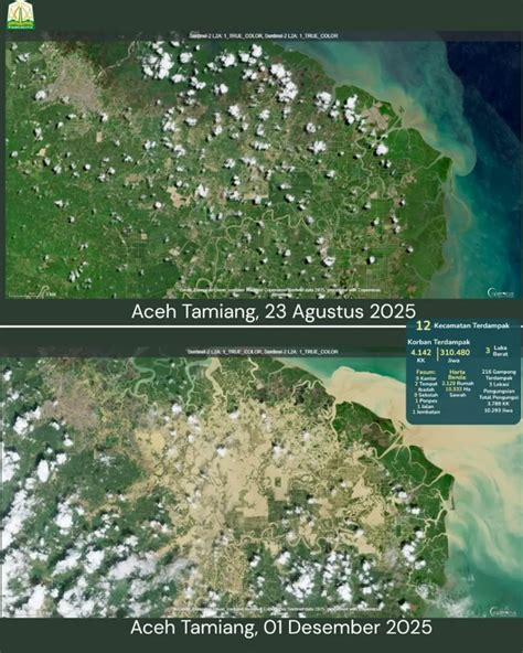 Potret Citra Satelit Sebelum dan Sesudah Aceh Diterjang Banjir Bandang Longsor
