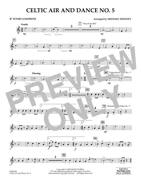 Celtic Air and Dance No. 5 - Bb Tenor Saxophone by Michael Sweeney ...