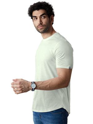 Buy The Souled Store Men Supima Drop Cut Mint Green Lime Green Supima ...