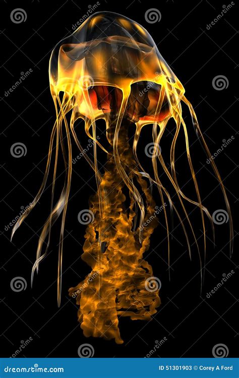 Glow Gold Jellyfish stock image. Image of ocean, jellyfish - 51301903