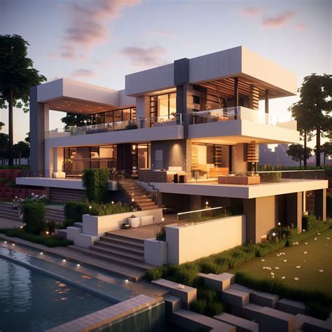 Modern and minimalist house architecture design, Minecraft house ...
