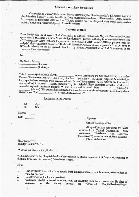 Revised Railway Concession Certificate Forms for all the four ...