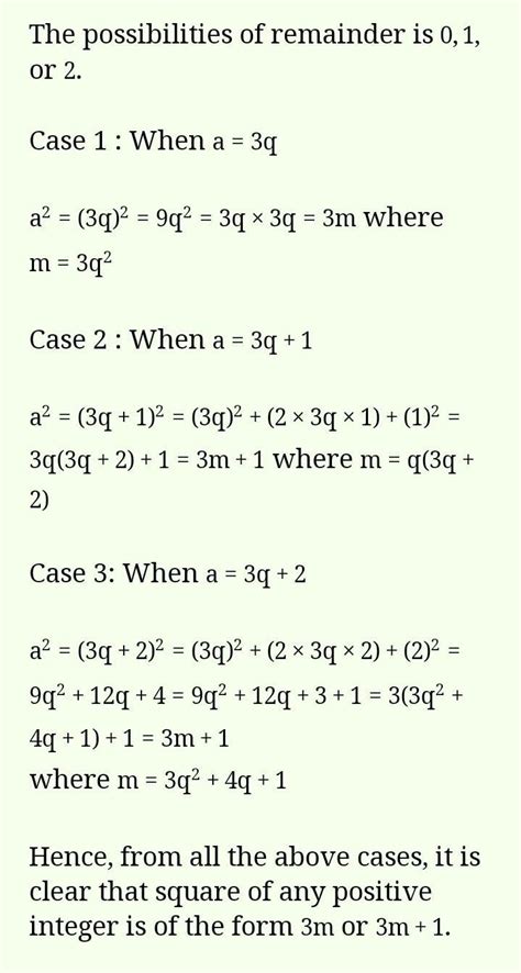 Use Euclid’s division lemma to show that the square of any positive ...