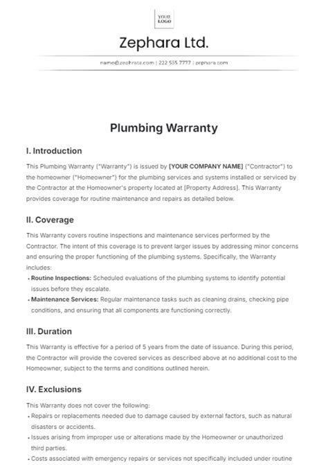 Free Warranty Terms and Conditions Template to Edit Online
