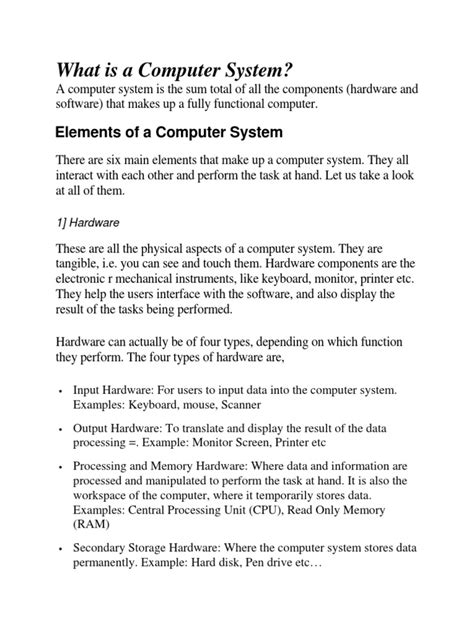 Image result for Elelements of a Computer System