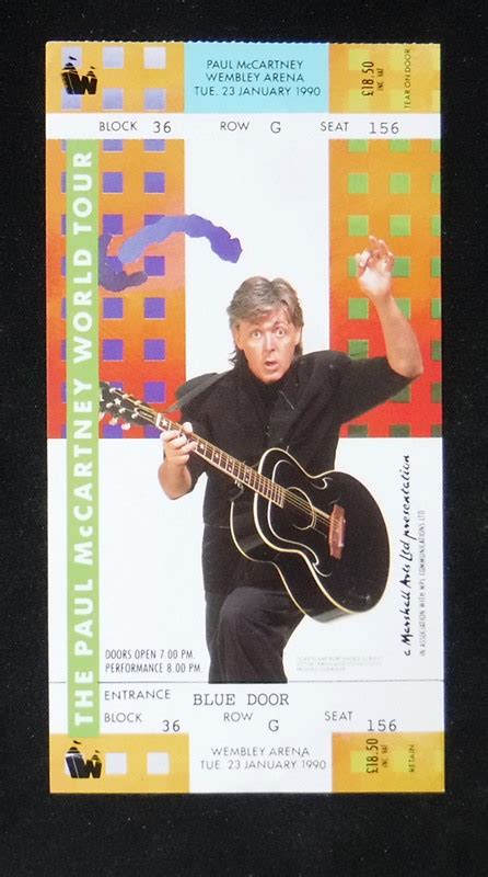 Paul McCartney and Wings McCartney Wembley Ticket 1990 '90 Ticket