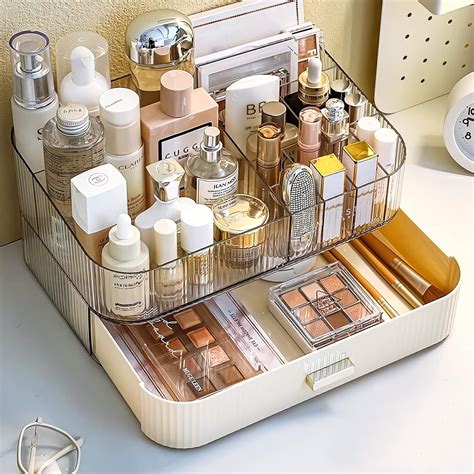 Amazon.com: Clear Makeup Organizer With Stackable Drawer, Cosmetic ...