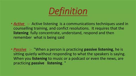 ACTIVE VS PASSIVE LISTENING | PPTX