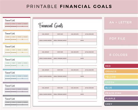 Financial Goal Setting Worksheet Financial Plan Template Blank
