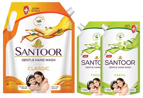 Santoor Handwash Fresh 700ml (Pack of 2) & Santoor Classic Gentle Hand ...