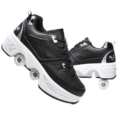 Roller Skate Shoes for Women,Double-Row Deform Wheel Shoe Skate,Shoes ...