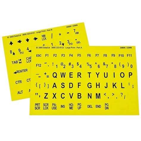 Braille with Large Print Keyboard Stickers Combined - Yellow Keys With ...