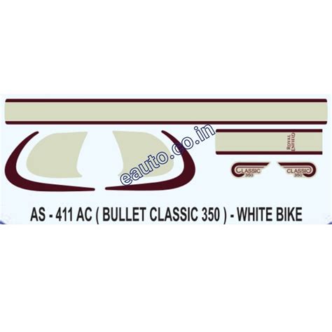 Graphics Sticker Set for Royal Enfiled Bullet Classic 350 | White Vehi