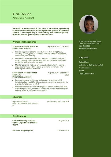 Patient Care Assistant Resume 0 Patient Care Assistant Resume Examples