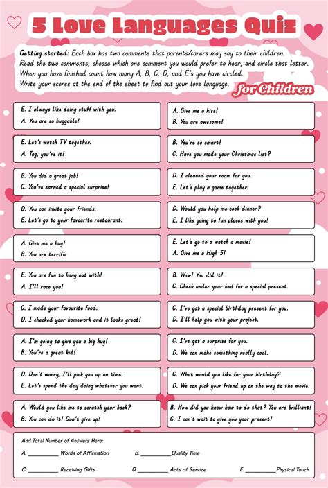 Worksheets 5 Love Languages - 12 Free PDF Printables | Printablee