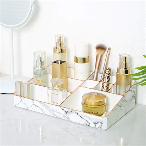 White Acrylic Makeup Organizer Display with Marble India | Ubuy