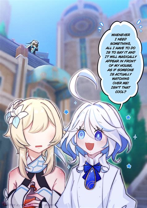 lumine, furina, and neuvillette (genshin impact) drawn by mamaprofennn ...