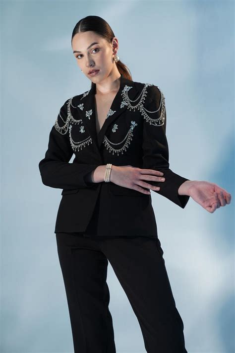 BLACK CRYSTAL SUIT SET
