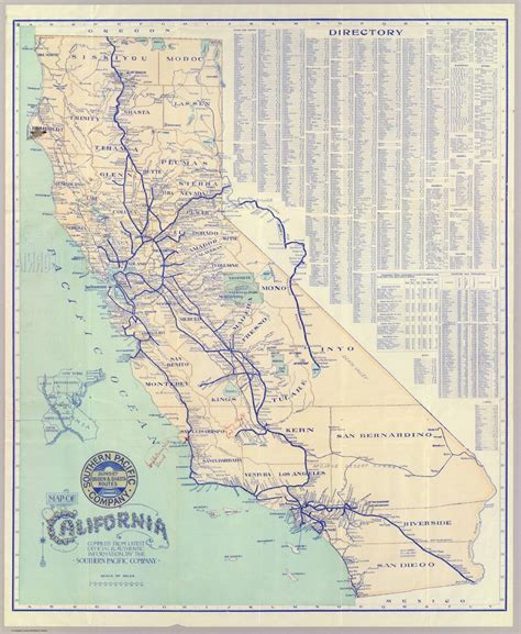 Southern Pacific Company Map of California and it’s old railroad system ...
