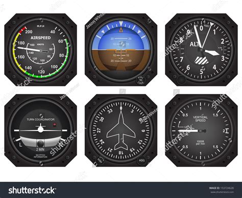 Set Six Aircraft Avionics Instruments Eps Stock Vector (Royalty Free ...