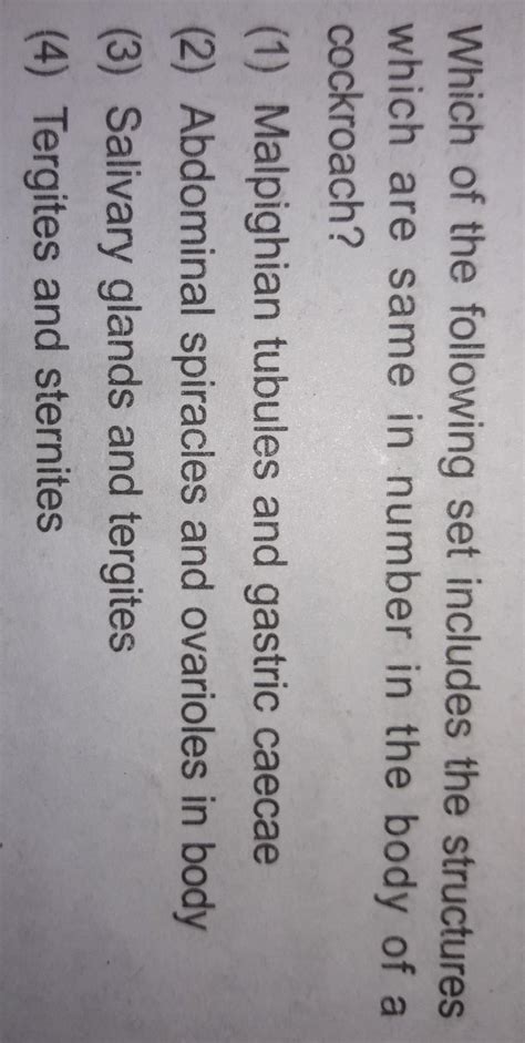 which of the following set includes the structures which are same in ...