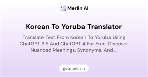 Korean to Yoruba Translator