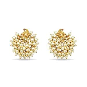 ZYRA JEWELS Traditional Peacock Pearl Cluster Stud Earrings | Beaded ...
