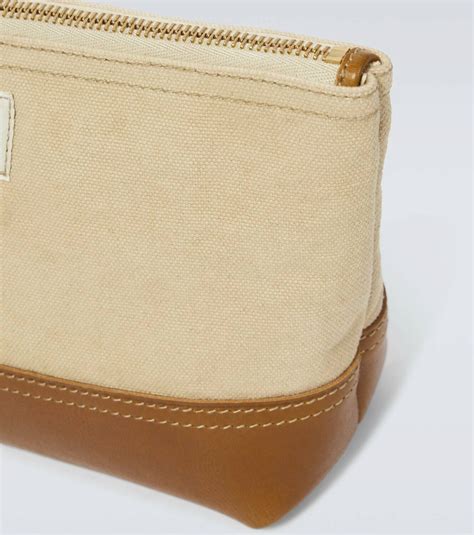 RRL Large leather-trimmed cotton canvas pouch RRL