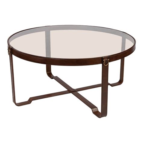 Modern Leather Wrapped Round Coffee Table For Sale at 1stDibs | leather ...