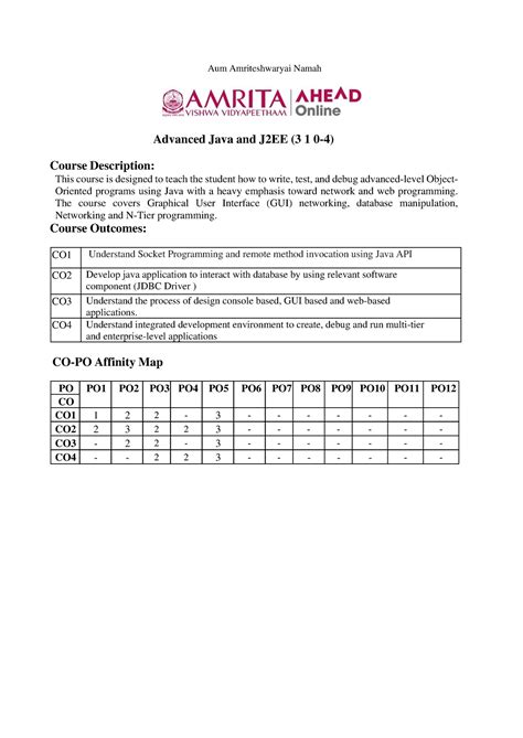 Advanced Java and J2EE Course plan-1 - Aum Amriteshwaryai Namah ...